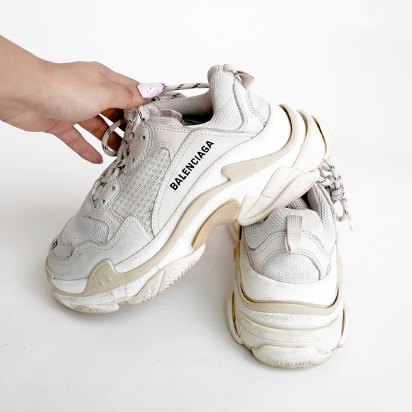 Balenciaga Triple s Black Red on feet